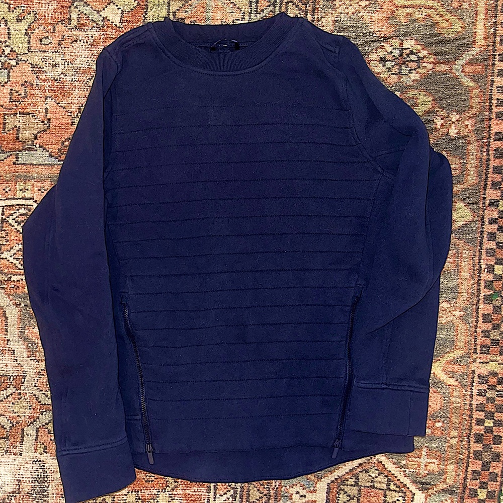 Lululemon Cotton Quilted Zipper Front Pullover Sweatshirt Navy Size 4.